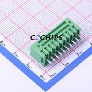 DB2EVC-2.54-10P-GN Plug-in Terminal Block Through hole,P=2.54mm Connector Board-to-Board / Socket - Closed 1x10P 2.54mm Green - Product Image 2