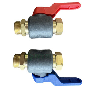 Vanne à boisseau sphérique en plastique 10x20mm à commande par interrupteur, pour applications hydrauliques et alimentaires, avec poignée rouge et bleue - Product Image 1