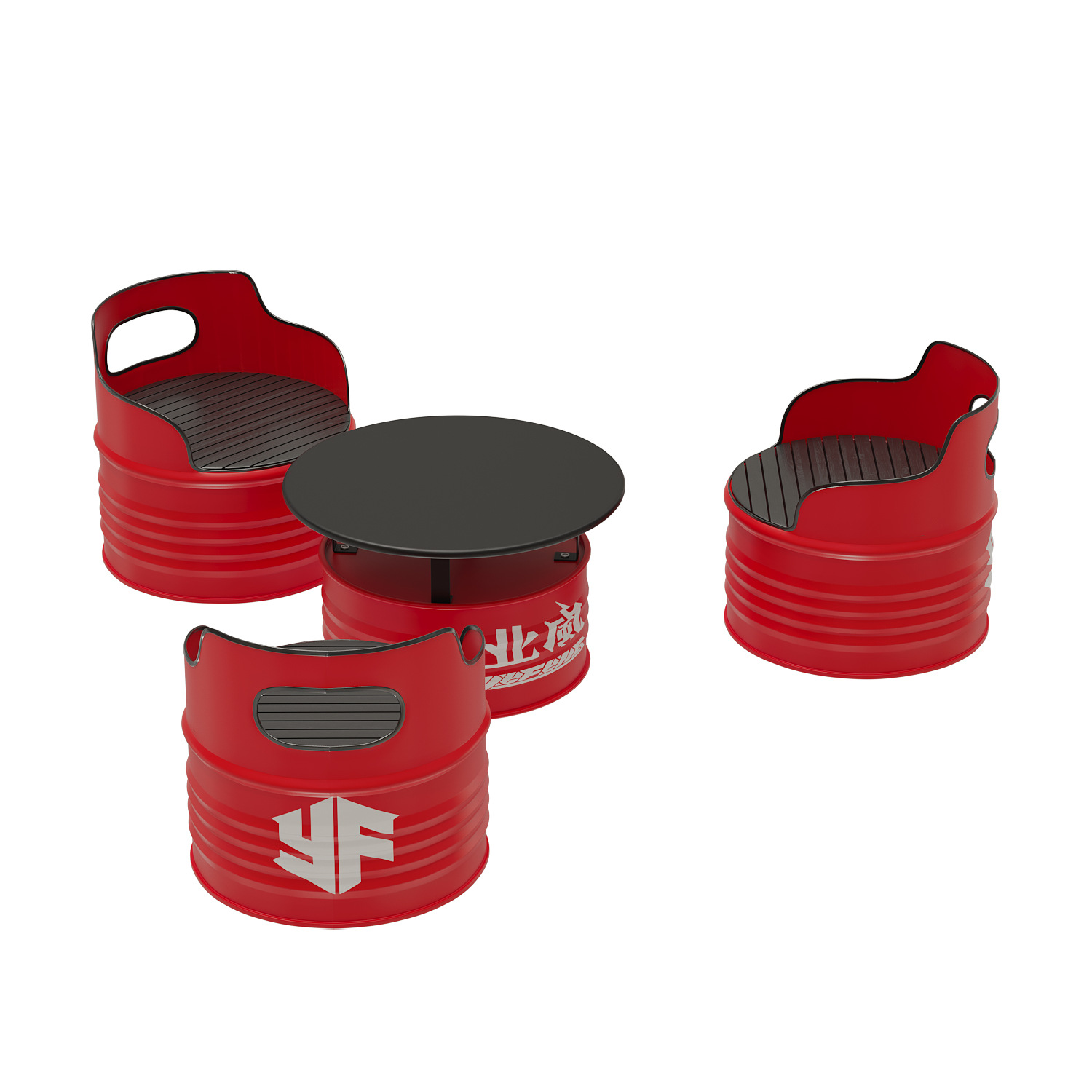 Un tavolo da esterno e tre sedie