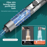 Pommeau de Douche Chromé Six-en-Un à Haute Pression, Puissant et Surprenant, avec Grande Sortie d'Eau, Design Moderne, Fixation Murale pour