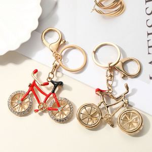 Porte-clés de vélo en alliage de zinc incrusté de strass, style euro-américain, créatif, exquis, tendance, écologique, personnalisable - Product Image 2