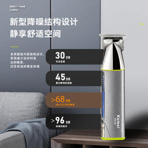 Tondeuse à cheveux électrique Kemei 4 en 1, modèle KM 801, corps métallique, rechargeable par USB, pour usage domestique, avec tondeuse pour le nez et accessoires. - Product Image 5