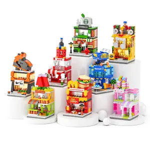 LELE BROTHER Mini City Street View Architecture Shop Model Construction Blocks Toys
