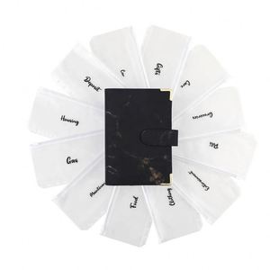 Carpeta de presupuesto de 6 anillos de cuero de mármol negro gris blanco rosa azul <span class=keywords><strong>libro</strong></span> A6 con sobres de efectivo disponibles para presupuestos - Product Image 4