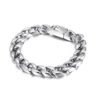Bracelet Minimaliste Poli Kalen, Chaîne Cubaine Lisse Tendance, Fermoir à Ressort, Acier Inoxydable, Bracelet pour Homme