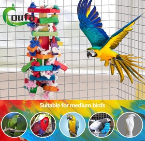 لوازم حيوانات أليفة لعبة الببغاء المضغوط الخشبي لعبة للببغاء من القطن والخشب لون صديق للبيئة لعبة طائر الببغاء المضغوط - Product Image 2