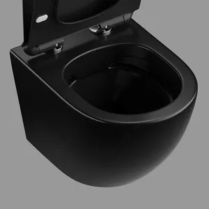 BTO Ceramic Wallhung Toilet Mounted Colored Bowl Set Commode Luxury P-trap Toilet Matte Black Color Washdown Wall Hung Wc