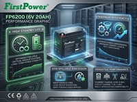 Batería Recargable de Plomo-Ácido Libre de Mantenimiento FirstPower FP6200 6V20Ah para UPS, Vehículos Eléctricos y Equipos Médicos