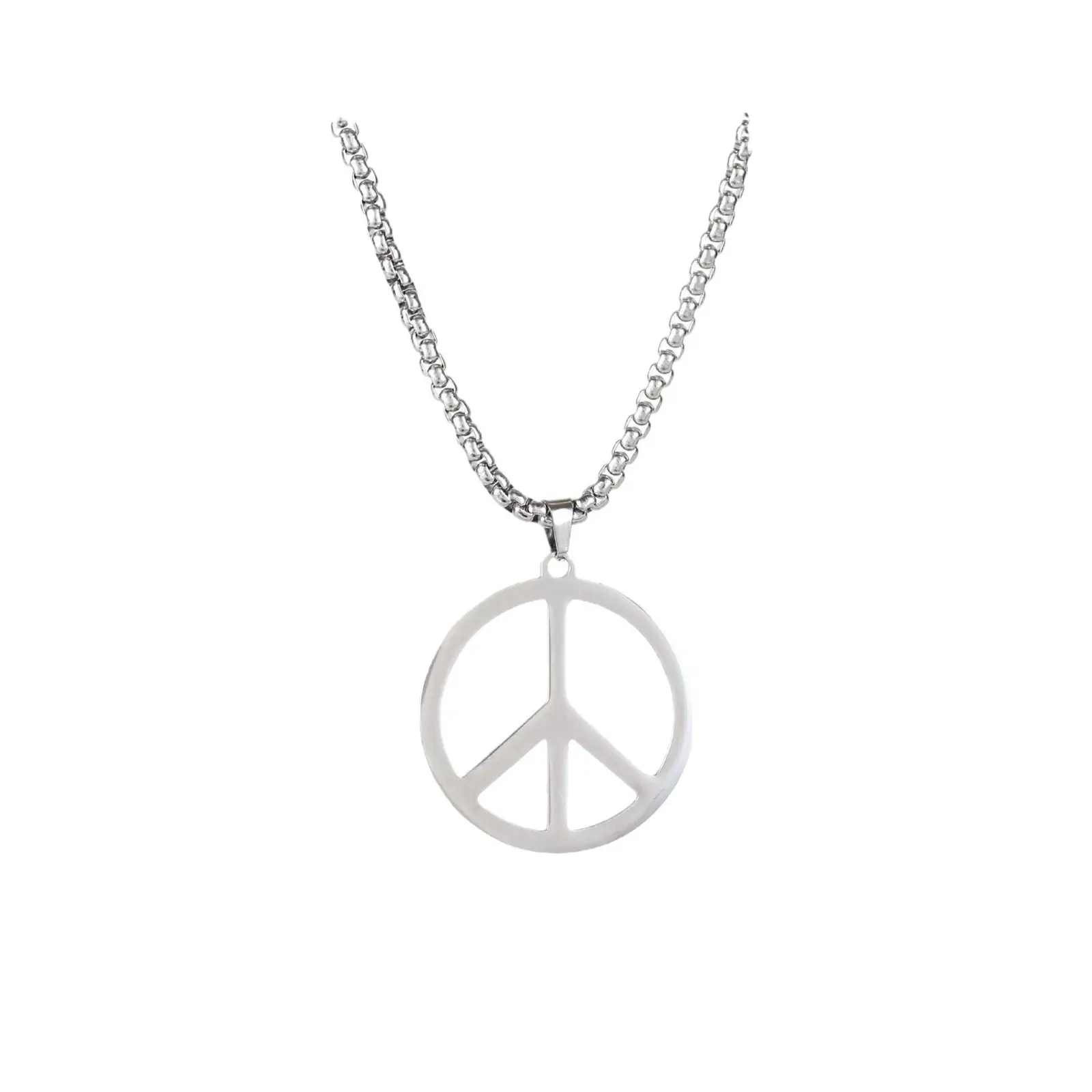 Collana di moda in argento placcato segnale di pace in acciaio inox moda collana segno di pace per le donne degli uomini