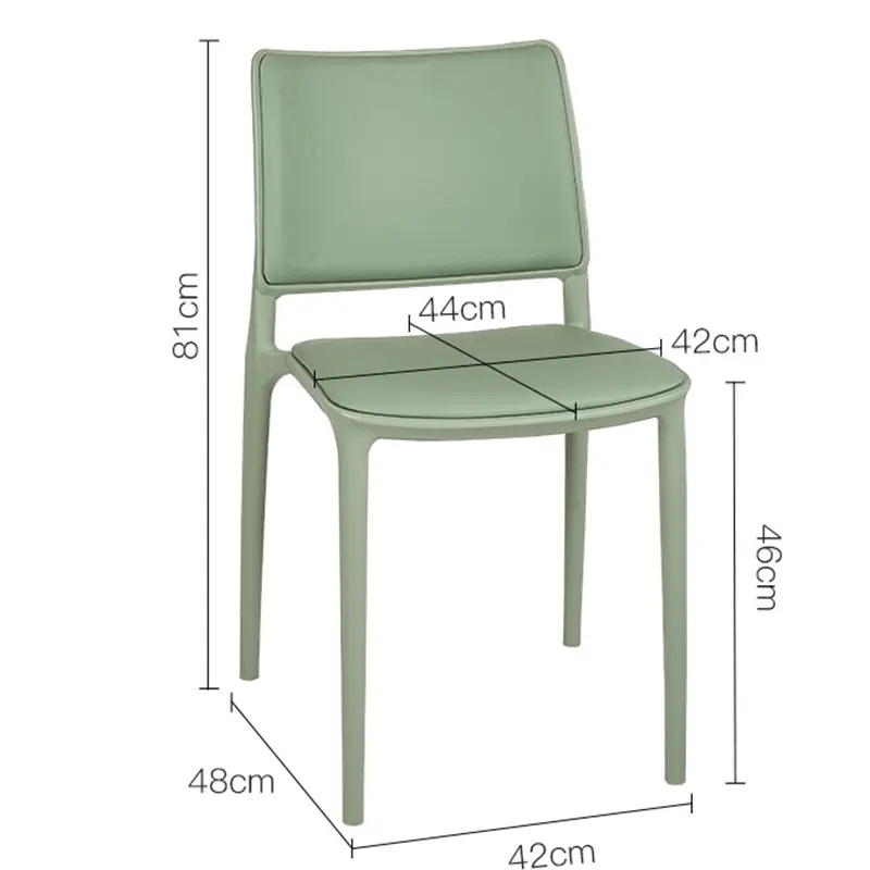 야외 레스토랑을위한 간단한 책상 등받이가있는 현대 두꺼운 쿠션 플라스틱 금속 사무실 의자 우편으로 포장 다이닝