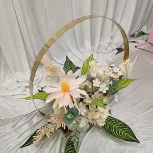 Décoration de mariage, accessoires, support de fleurs en <span class=keywords><strong>fer</strong></span> <span class=keywords><strong>forgé</strong></span>, chemin de fleurs, support de fleurs doré, centre de table rond en métal - Product Image 2