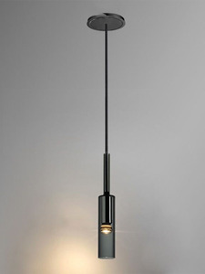 Lampe de chevet minimaliste moderne Ligne suspendue <span class=keywords><strong>Lustre</strong></span> de décoration aérienne longue barre de table cylindrique gris fumée - Product Image 2