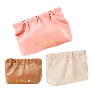 Nouvelle mode de trousse de maquillage avec logo personnalisé sac de rouge à lèvres froissé marron trousse de maquillage en cuir PU - Product Image 4
