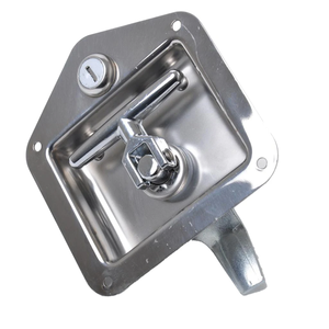 กลอนล็อคแบบพับได้ติดตั้งในกล่องเครื่องมือ พร้อมกุญแจ 2 ดอก สำหรับรถกระบะ ผลิตจากสแตนเลสเกรด 1 ANSI ชุบโครเมียมเงา แข็งแรง ปลอดภัย - Product Image 4