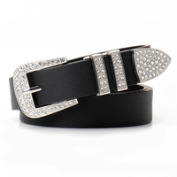 Ceinture pour femme style Dark avec boucle ardillon, rivets lourds et strass, polyvalente pour jeans et tenues streetwear