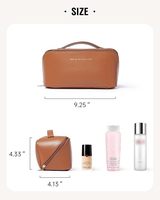 Trousse de Toilette Portable Imperméable à Ouverture Plate, Organisateur de Maquillage avec Séparateur et Poignée