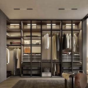 Walk-in Glass Sliding <b>Door</b> Melamine Closet Storage Wooden Luxury Wardrobe - Product Image 5