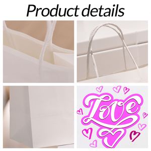 Bolsas de Regalo de Papel Blanco para el Día de San Valentín, Diseño de Corazón, Opción de Logotipo Personalizado, Protección UV - Product Image 4