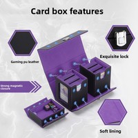 Boîte de rangement pour cartes TCG en cuir PU avec poignée et fenêtre, étui de rangement pour cartes Poke Mon Yu-Gi-Oh MTG, porte-dés et jetons