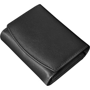 Minimalist Genuine Leather <b>Wallet</b> 3 In Anti-Theft <b>Coin</b> Purse Women Everyday Use Solid Color Black - Product Image 1