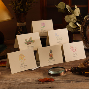 <span class=keywords><strong>การ์ด</strong></span>อวยพรแบบ<span class=keywords><strong>จีน</strong></span>รักษ์โลก ลายดอกไม้และใบไม้ แบรนด์ HAOXUAN - Product Image 2