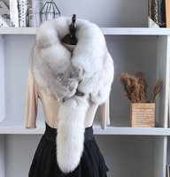 Écharpe longue d'hiver en vraie fourrure de renard pour femme, écharpe chaude avec de grandes queues, vente en gros