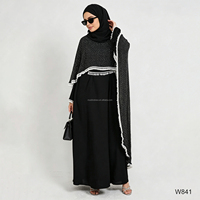 Tenue de soirée formelle modeste pour femmes musulmanes, Abaya de Dubaï, ensemble 3 pièces, cape luxueuse avec strass et pompons, vêtement d'extérieur avec robe intérieure