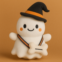 Fantôme d'Halloween personnalisé en peluche avec chapeau de sorcière ailes de chauve-souris et sac mignon fantôme en peluche avec sac de bonbons pour les enfants cadeau
