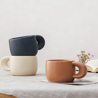Tasse à café en porcelaine mate nordique simple, imprimée par sublimation, 200 ml - Passe au lave-vaisselle et au micro-ondes, réutilisable pour le petit-déjeuner/le lait