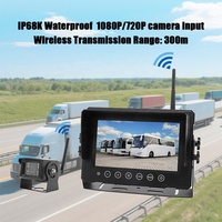 Caméra de recul sans fil pour camion avec moniteur IPS étanche de 7 pouces, système de surveillance des angles morts à 360 degrés, kit de recul pour voiture Wifi
