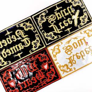 New Iron on in Stock Four Styles Embroidered Gothic Dark Series Rectangle Patches with Letters - Product Image 4