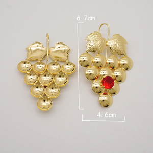 Boucles d'oreilles GDJWRI Z745 en forme de raisins, <span class=keywords><strong>4</strong></span> couches avec pierres, plaqué or 18 carats, bijoux de Dubaï - Product Image 5