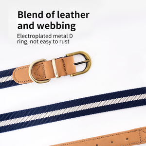 <span class=keywords><strong>Collar</strong></span> de perro ajustable de nailon de cuero Premium 2025, accesorios de moda sostenible para mascotas, collares de cuero de lujo para perros a rayas <span class=keywords><strong>S</strong></span>;M;L - Product Image 4