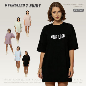 T-shirt Lunga Estiva da Donna in Cotone 100% Pesante, Personalizzabile con Logo OEM/ODM, Vestibilità Ampia, Comoda, Tinta Unita, Semplice - Product Image 1
