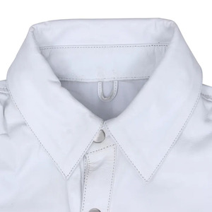 Casual Wear High Quality Men Short Sleeve Leather Shirt Customized Private Label Lightweight Solid Color Eco-Friendly Winter - Product Image 2