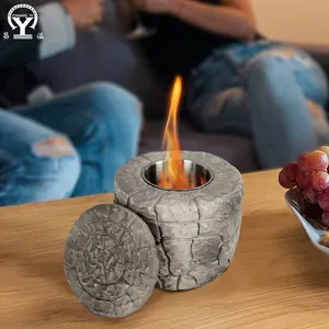 Moderno rotondo senza fumo esterno campeggio Patio pozzi di fuoco in cemento Mini Desktop da tavolo bioetanolo riscaldatore Firepit Firebowl