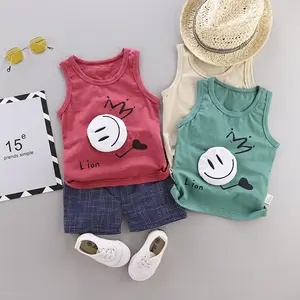 Conjunto de roupas infantis de 2020, roupas de bebê para meninos, camisa sem mangas e calças, roupas orgânicas para bebês