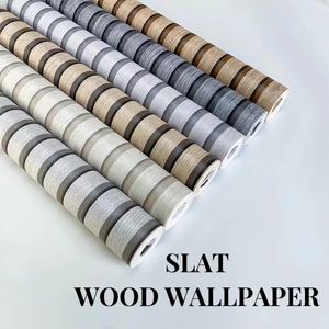 Rouleau de papier peint en bois imperméable, autocollant mural en <span class=keywords><strong>PVC</strong></span>, design grille 3D pour panneaux muraux de salon - Product Image 5