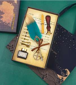 Ensemble de stylos à bille en plastique de style antique de 0,5 mm avec encre noire à effet de pierres précieuses dégradées, design unique pour l'écriture - Product Image 3