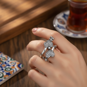 New Fashion Design <b>Adjustable</b> <b>Ring</b> Turkish Handcrafted Wholesale 925 <b>Sterling</b> <b>Silver</b> Jewelry for Woman - Product Image 3
