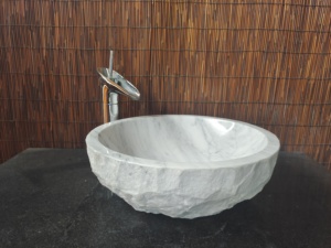 Vasque de salle de bain en marbre blanc de conception moderne, hautement écologique, finition brossée, lavabo de luxe fait main pour comptoir - Product Image 6