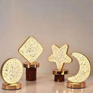 Modern Plastic Bedroom Crystal Touch Dimming Night Light Girls Room Home Decor USB <b>Bedside</b> LED Ambient <b>Table</b> 3d Moon Lamp - Product Image 6