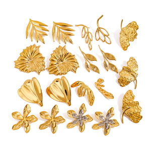 <b>Stud</b> <b>Earrings</b> Plant Shape 18K Gold Stainless Steel Post Leaf Petals Fashion Jewelry Gift - Product Image 5
