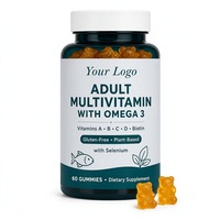 Complément Alimentaire Multivitamines Adultes Omega 3 en Gummies Sans Gluten à Base de Plantes avec Sélénium Vitamines A B C D Biotine