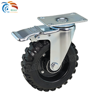 Roues pivotantes industrielles en caoutchouc de 5 pouces avec frein, capacité de 150 kg, pour chariots et chariots à outils en fer