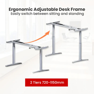 Top Choice Height Adjustable <b>Desk</b> Dual Motor System with <b>2</b>-Stage Lift for Office Comfort - Product Image 2