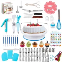 Ensemble de décoration de gâteau 200 pièces avec support de plateau  tournant pour gâteau, kit de fournitures de décoration de gâteau pour  débutants 