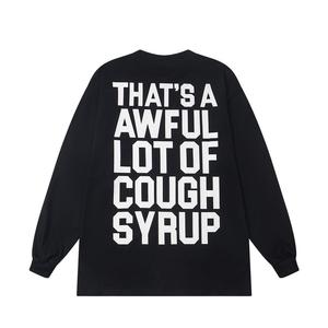 Sudadera con capucha negra clásica de alta calidad con estampado de advertencia 'That's an Awful Lot of Cough Syrup', 100% algodón - Product Image 1