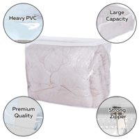 Sac de rangement transparent en PVC recyclable avec fermeture éclair pour couvertures, literie et vêtements – Sacs de déménagement en vinyle transparents