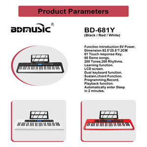 <span class=keywords><strong>Piano</strong></span> Digital Portátil BD-681Y, Teclado de 61 Teclas con Pantalla LCD, Órgano Electrónico Portátil, Teclado para Principiantes, Venta al por Mayor - Product Image 3